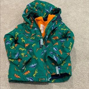 Cat and Jack 3-in-1 Kids Dinosaur Print Green Jacket with Orange Lining